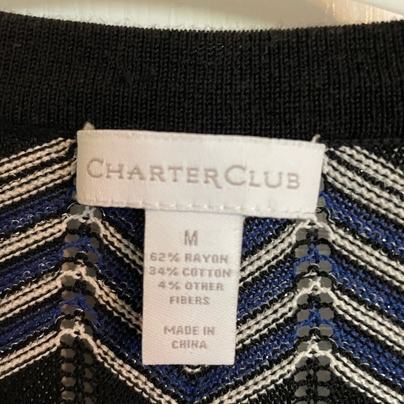 CHARTER CLUB Chevron Design Glitter Pullover Sweater, Women’s M, Blue Gray Black - Picture 6 of 6
